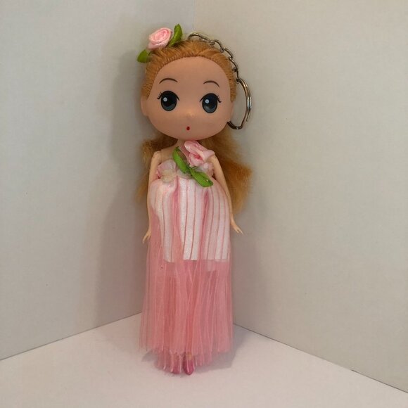 Little Girl Doll Keychain with Pink Dress - Picture 1 of 12